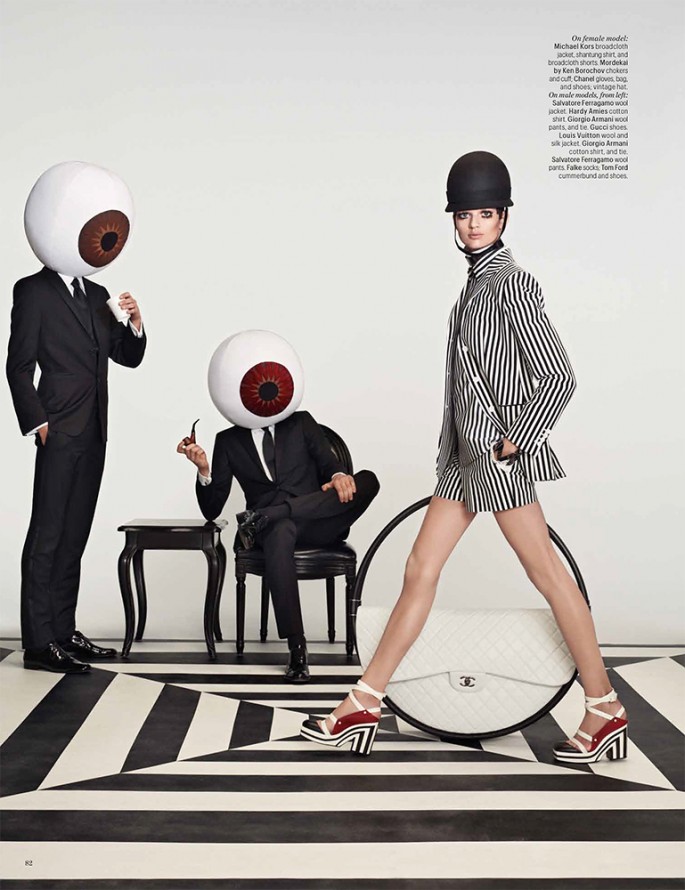 Editorial da revista "W" de janeiro 2013 - Optical Allusions  com styling de Giovanna Battaglia