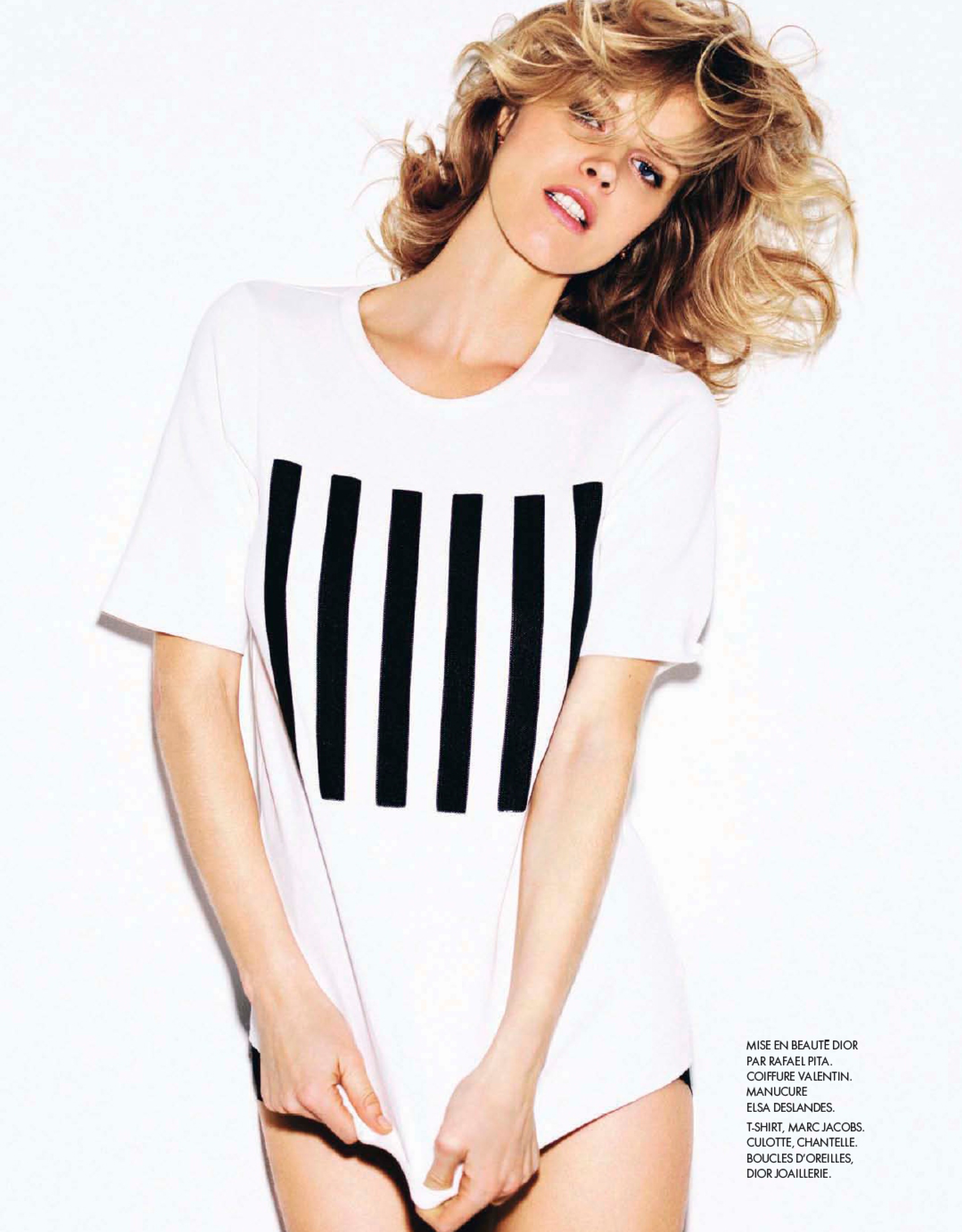 Eva Herzigova com camiseta Marc Jacobs na Elle francesa / Janeiro 2013