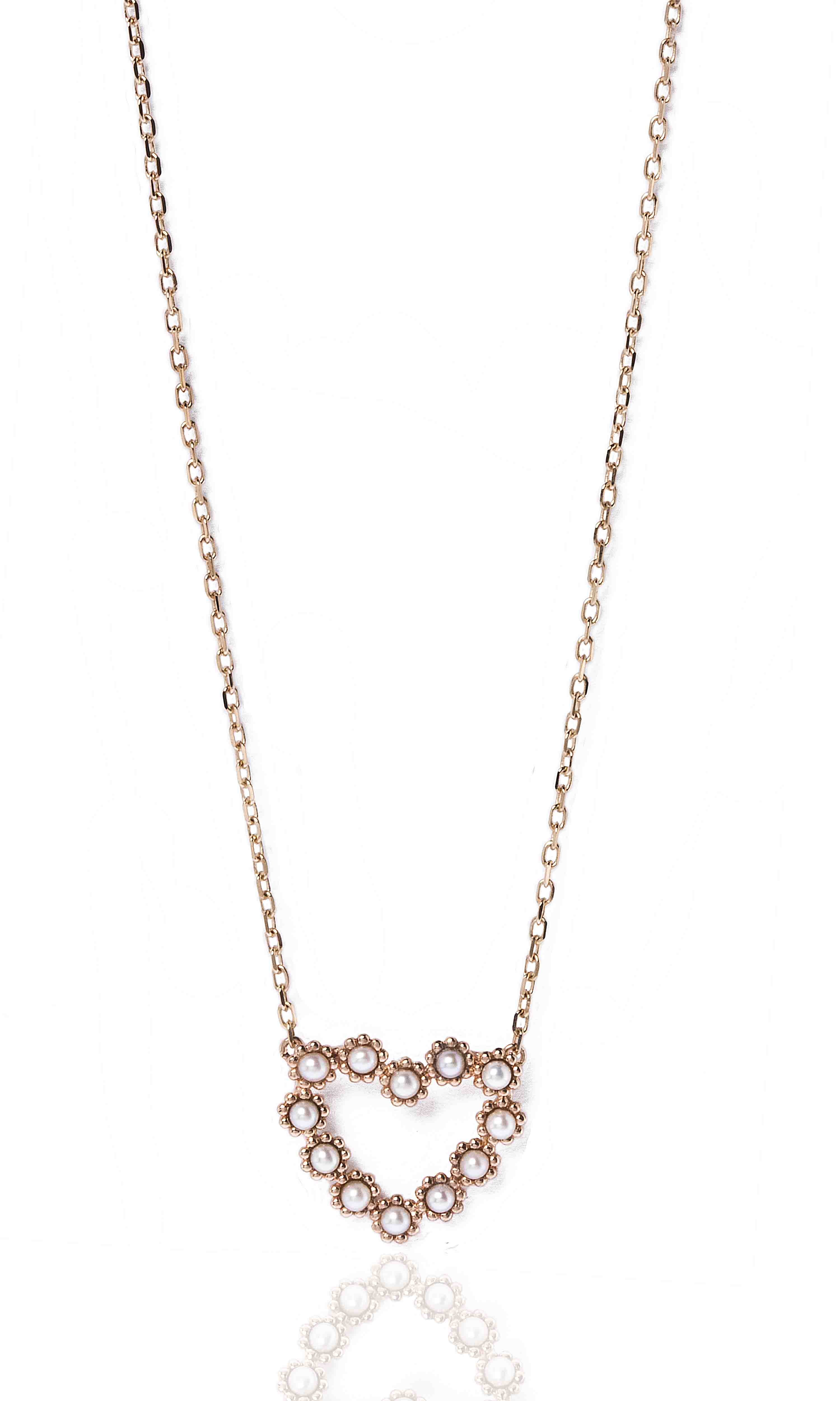 Gag Cora+º+úo Perolas O.V. - Heart Necklace with pearls in rose gold