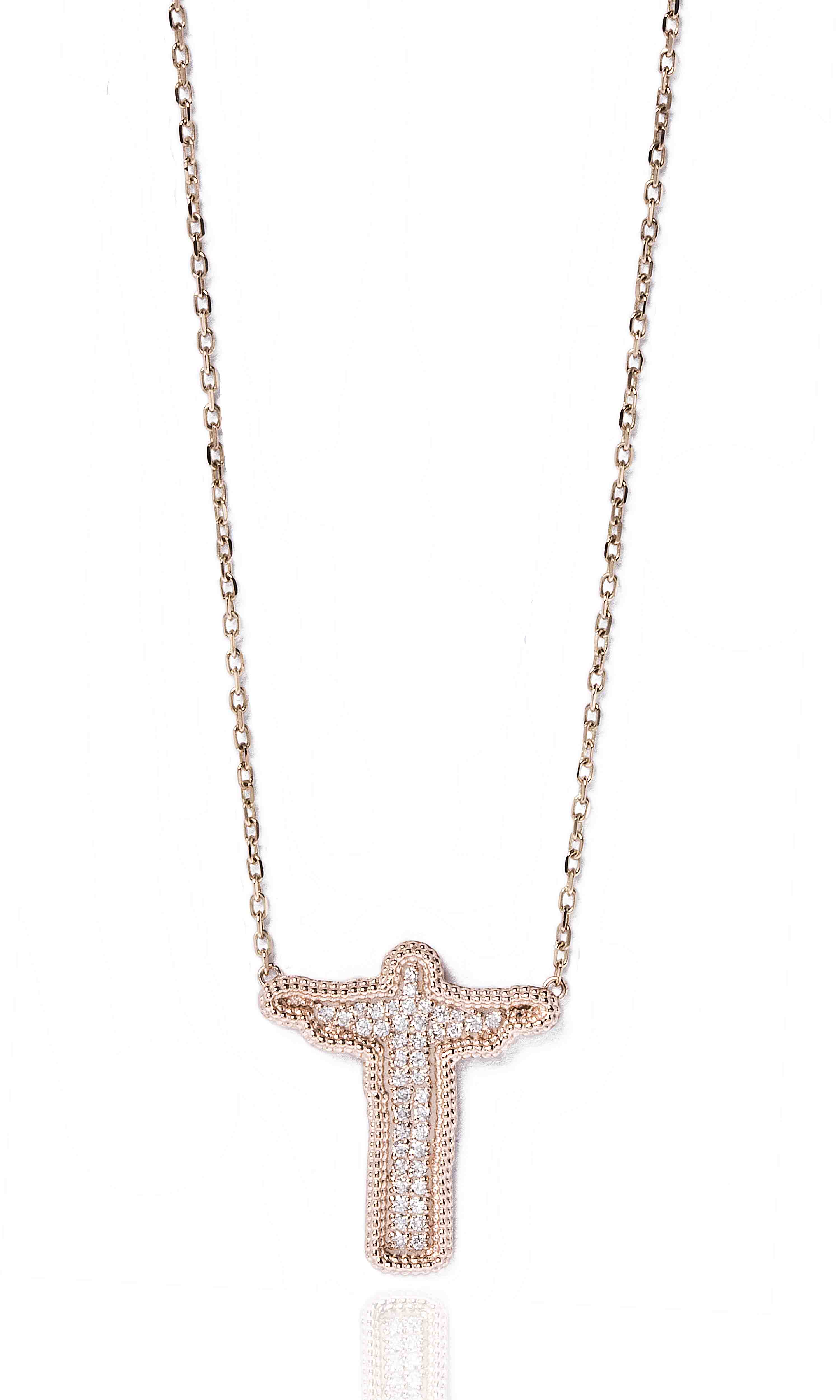 Gag Redentor pave O.V. - Christ the redeemer with diamonds in rose gold