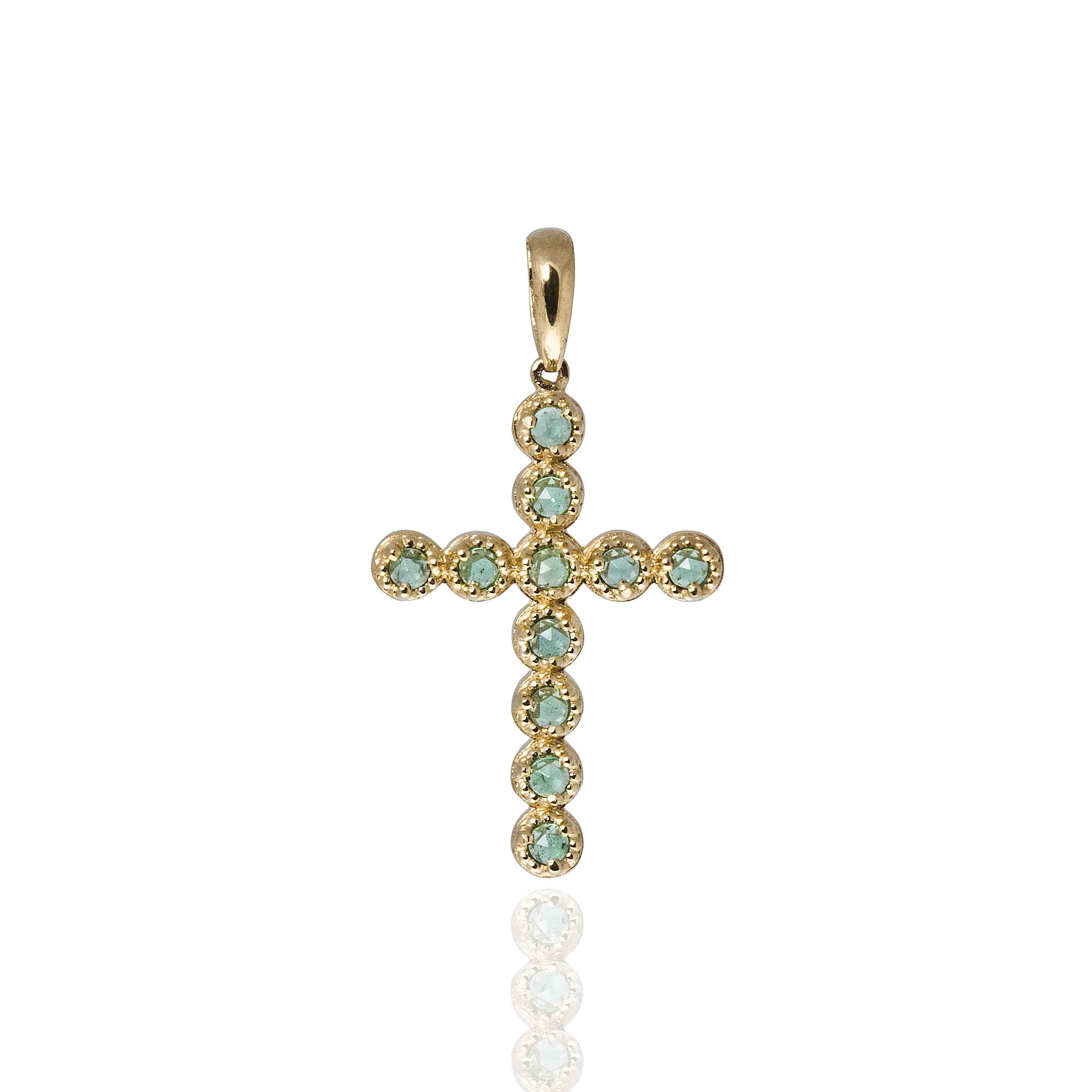 Pingente Cruz Esmeralda O.A. - Cruz Pendant with emeralds in yellow gold