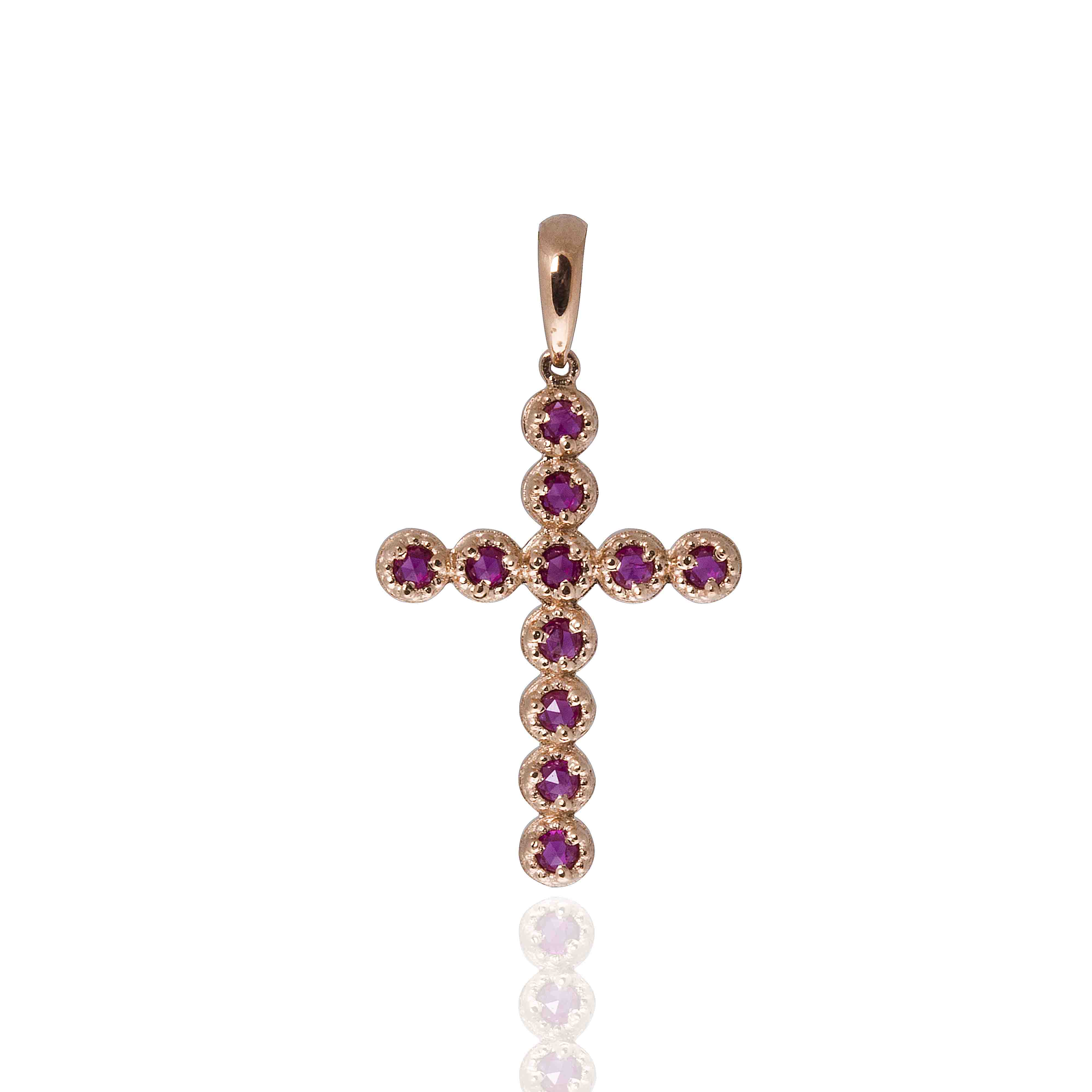 Pingente Cruz Rubi O.V. - Cruz Pendant with rubies in rose gold