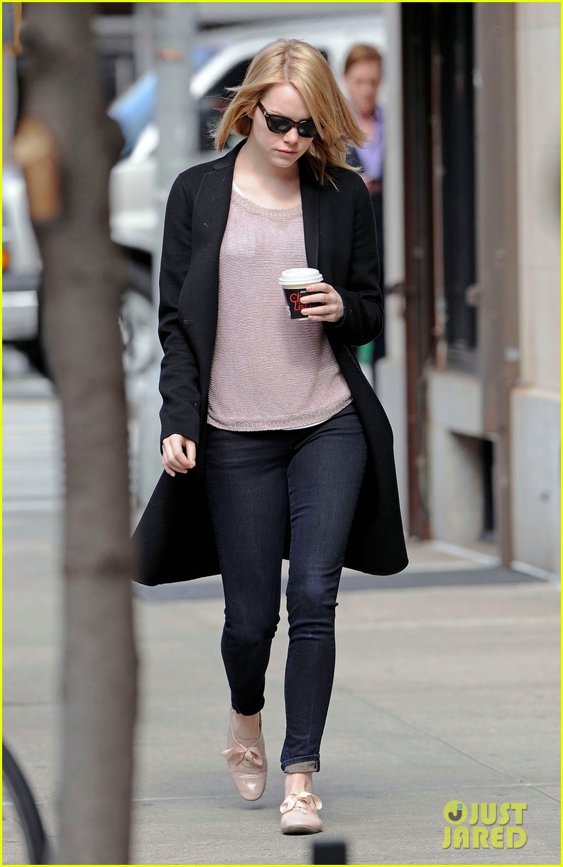 Emma Stone, star of the upcoming "The Amazing Spider-Man", is seen after grabbing breakfast and a cup of coffee at Zaro's Bakery in NYC