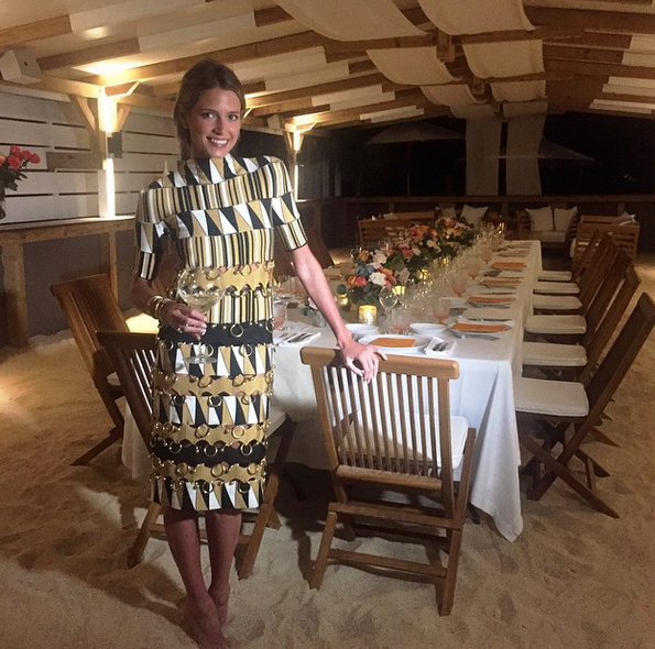 Helena Bordon em jantar no Cheval Blanc St-Barth Isle de France